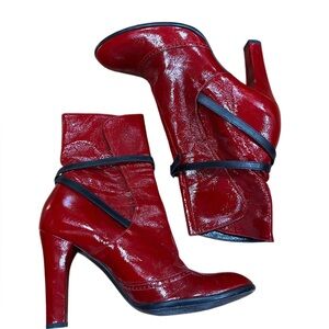 Marc Jacobs dark red patent leather Red High Heel Ankle Boots oh box-9